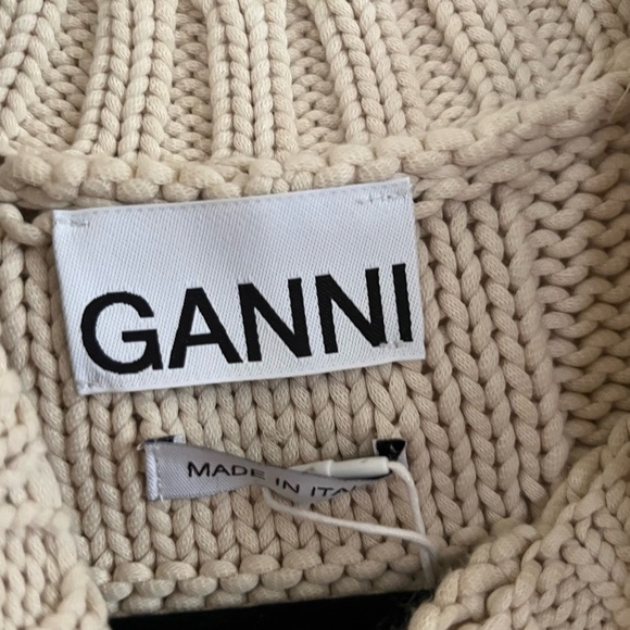Ganni Beige Smiley Graphic Cable Knit Sweater Vest NWT Small - Picture 5 of 8